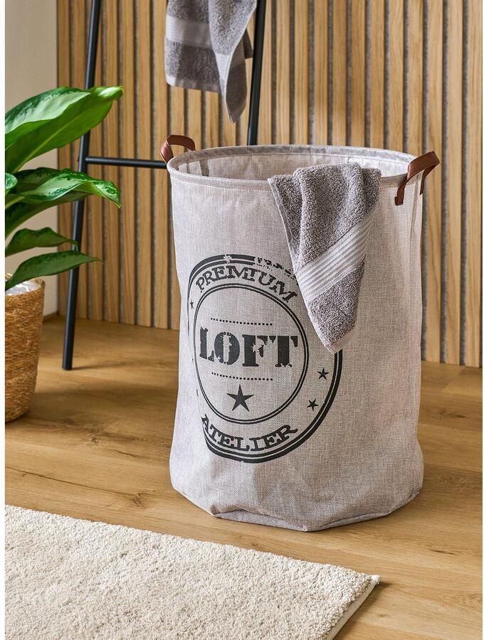 Zeller Present Wasmand ruimtebesparend opbergbaar loft-ontwerp handvat van kunstleer 2-delig - Foto 2