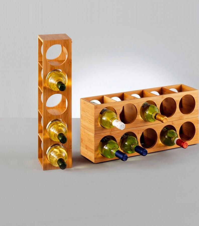 Zeller Present Wijnrek Bamboo geschikt voor tot 5 wijnflessen - Foto 3