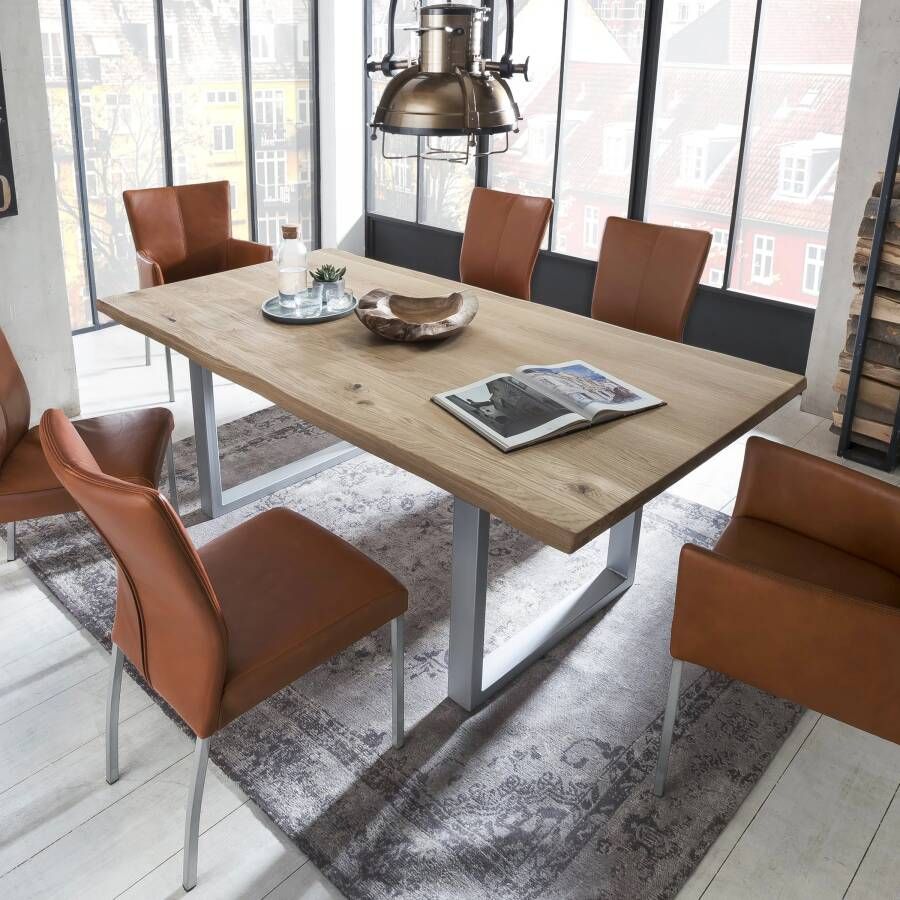 Artistiq Living Artistiq Boomstam Eettafel Serjio Eikenhout 120 x 80cm Naturel Zilver