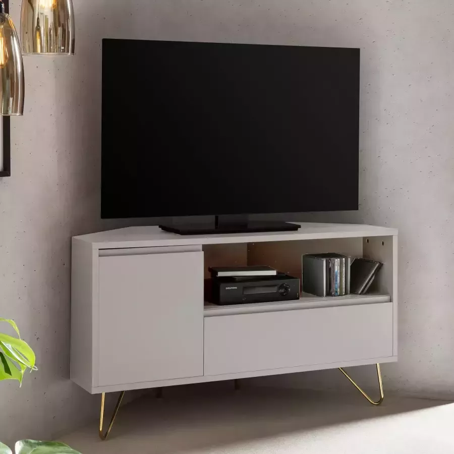 SalesFever Tv-meubel Hoekoplossing tv-meubel mat gelakt push-to-openfunctie - Foto 1
