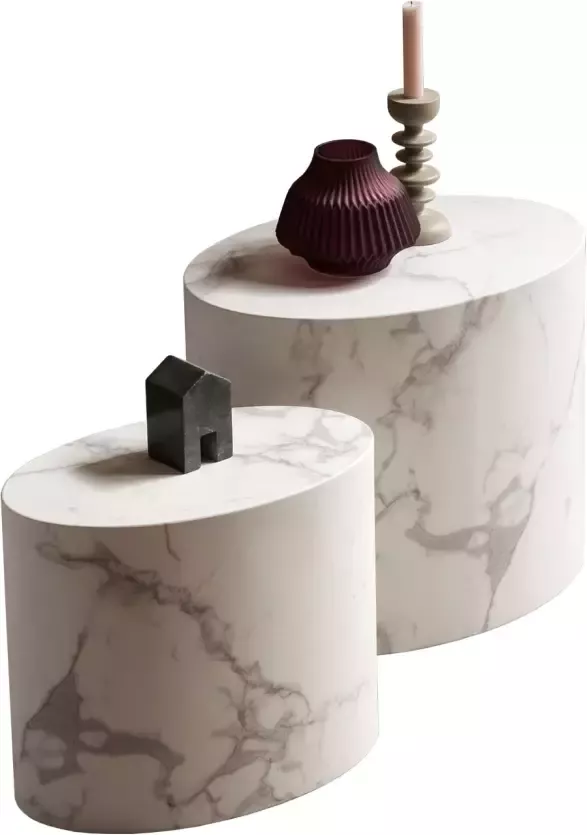 Artistiq Living Artistiq Ovale Salontafel Marlenne Marmerlook Set van 2 stuks Ovaal - Foto 5