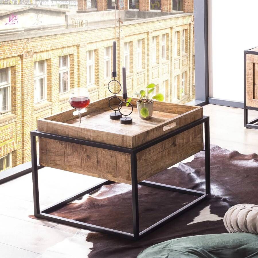 Artistiq Living Artistiq Salontafel Kristy Mangohout en metaal 60 x 60cm Bruin