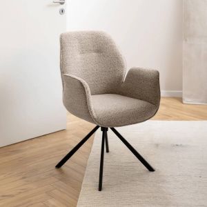 Giga Living Eetkamerstoel met Armleuning Bouclé Beige 61x58 5x91cm Eetkamerstoel Marouan