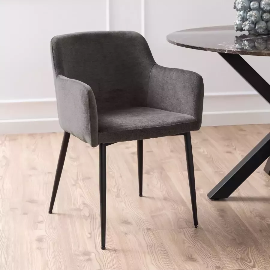 Sohome Eetkamerstoel set van 2 'Tyneshia' Stof kleur Donkergrijs