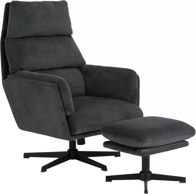 Hioshop Amstel fauteuil met voetbankje grijs. - Foto 2