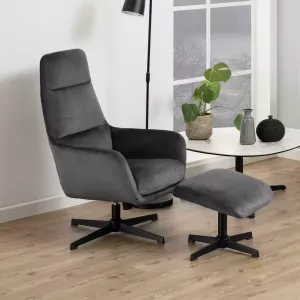 Woonexpress Relaxfauteuil Blokland Grijs Velvet Grijs 104x70x78cm (HxBxD)