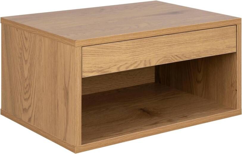 Hioshop Nolet nachtkastje wandmontage 1 lade 1 plank eik decor.