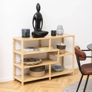 Giga Living Boekenkast Naturel Bamboe 114x35x78 6cm Boekenkast Moos