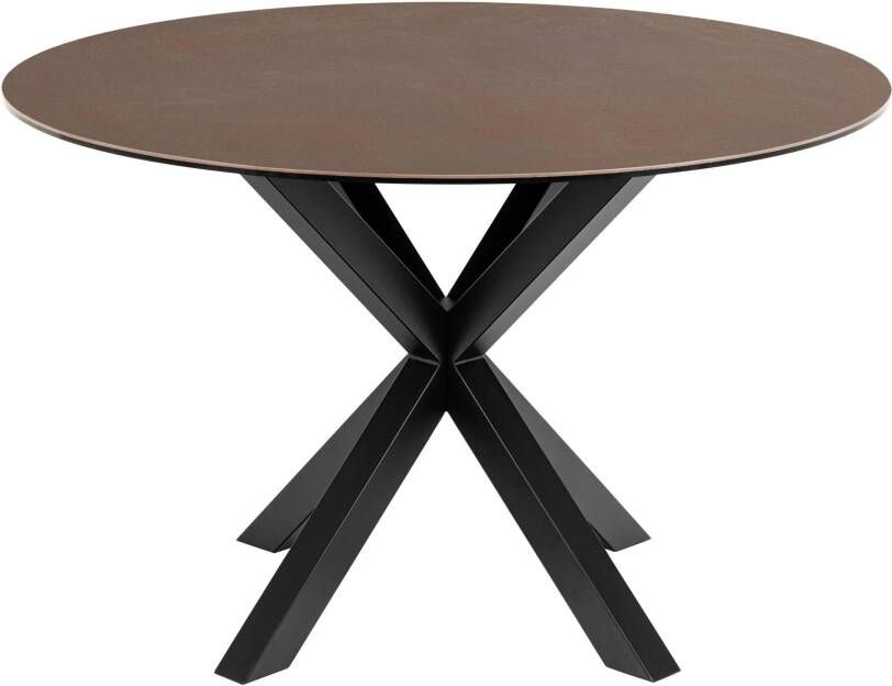 Giga Living Eettafel Rond Ø120cm Bruin Keramiek 2-4 Personen Axel