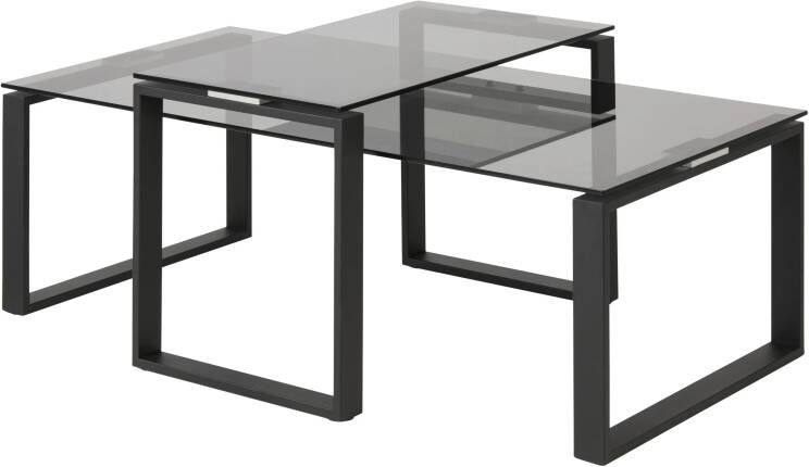 Sohome Salontafel Matalie Set van 2 stuks Rookglas 115 x 69cm zwart - Foto 2