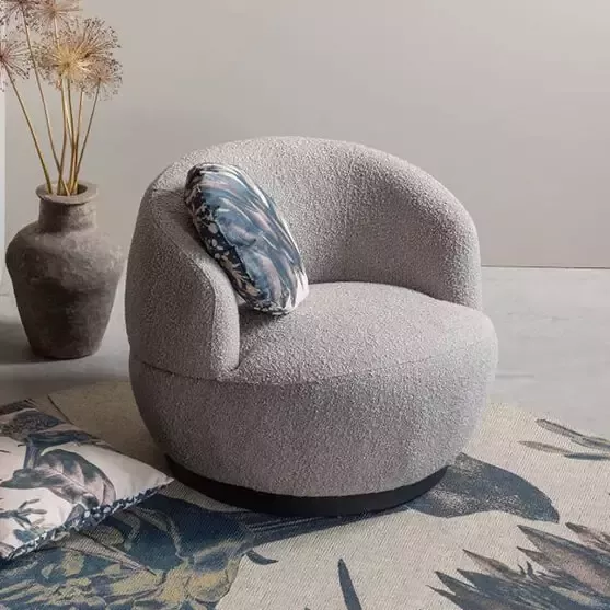 BePureHome Draaifauteuil Woolly Bouclé Naturel