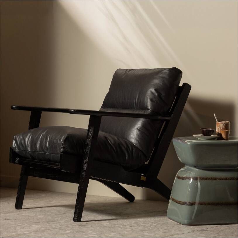 BePureHome Fauteuil Houston Leer- Zwart 86x71x71