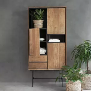 DTP Home Bookcase Metropole high 3 doors 2 drawers 2 open racks 210x100x40 cm recycled teakwood