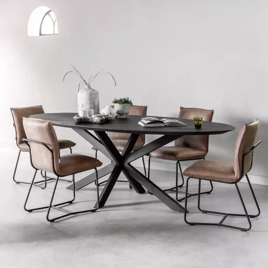 DTP Home Dining table Shape oval BLACK 78x200x100 cm recycled teakwood