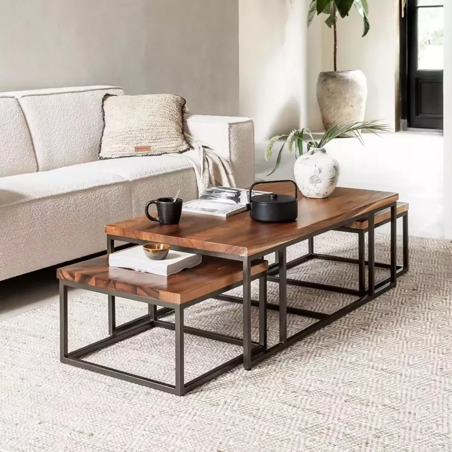 DTP Home Coffee table Flare set of 3 40x120x60 cm suar wood
