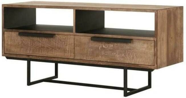DTP Home TV stand Odeon No.1 2 drawers 2 open racks 58x125x40 cm recycled teakwood