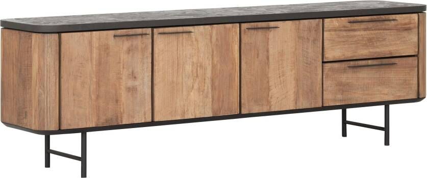 DTP Home TV stand Soho medium 3 doors 2 drawers 60x190x40 cm recycled teakwood and mortex