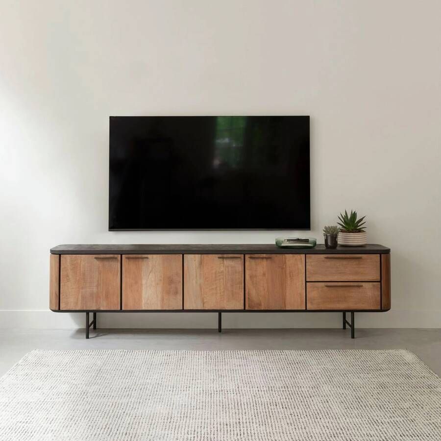 DTP Home TV stand Soho large 4 doors 2 drawers 60x230x40 cm recycled teakwood and mortex - Foto 1