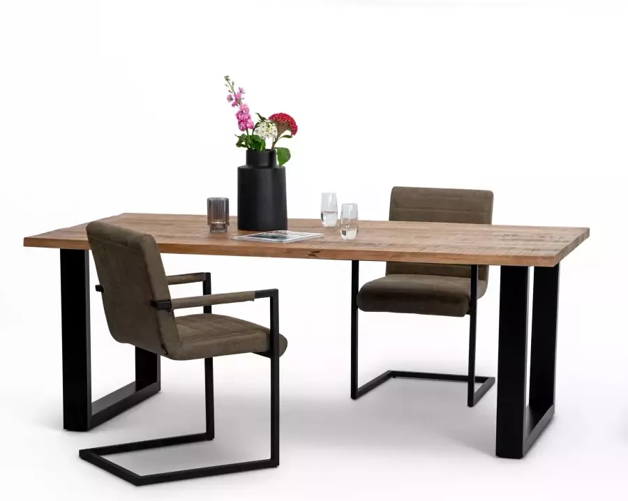 Eleonora Eettafel Felix Mangohout met staal 160 x 90cm Bruin