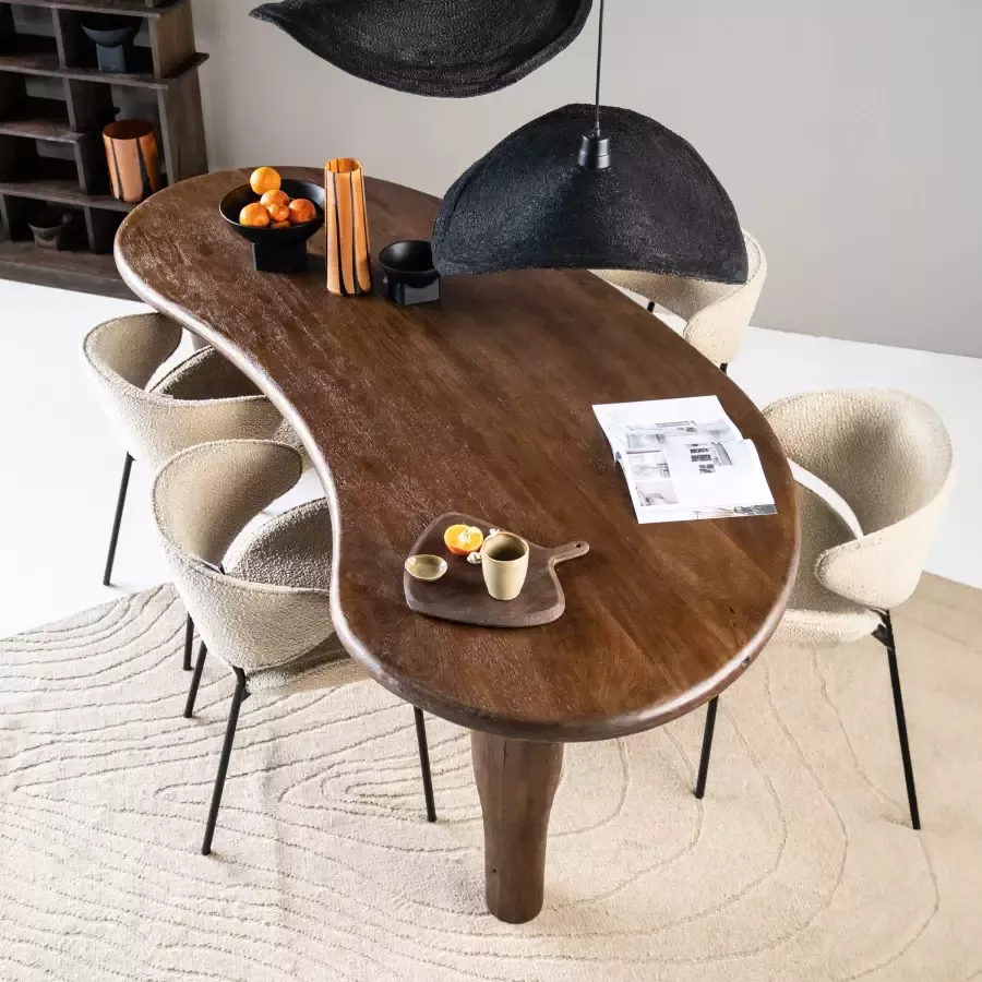 Meubelplaats Eettafel Jodi organisch mangohout 200x115cm bruin Eleonora