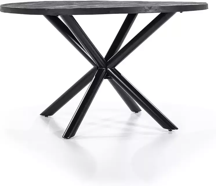 Eleonora Eettafel rond met kruispoot 130x130 zwart