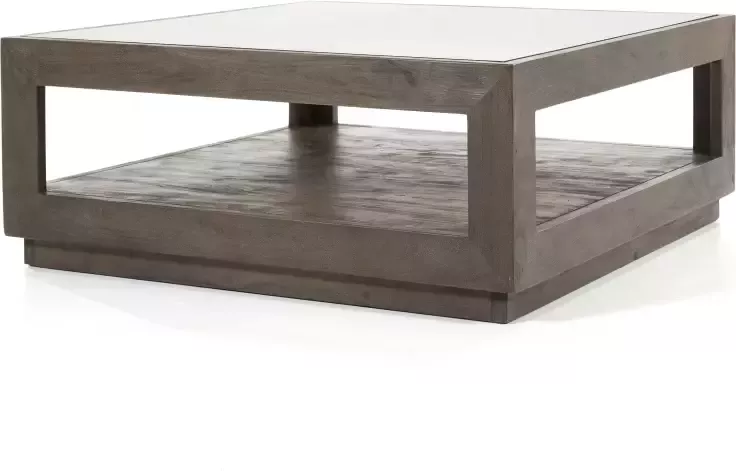 Eleonora Salontafel Liam Mangohout en Glas 95 x 95cm Vierkant - Foto 2