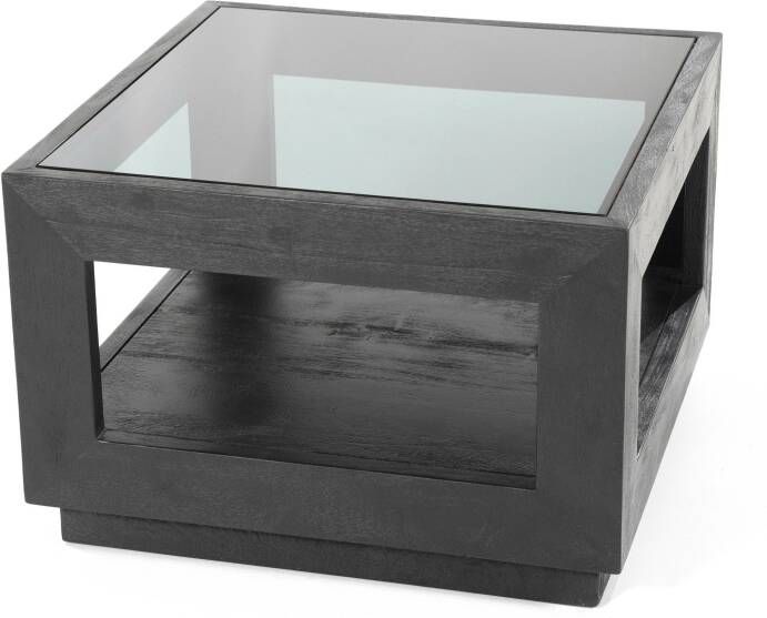 Eleonora Salontafel Liam Mangohout en Glas Zwart Vierkant