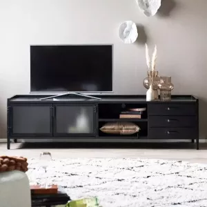 Eleonora Tv Meubel Industrieel Tv meubel 2 deuren 3 laden 1 open vak