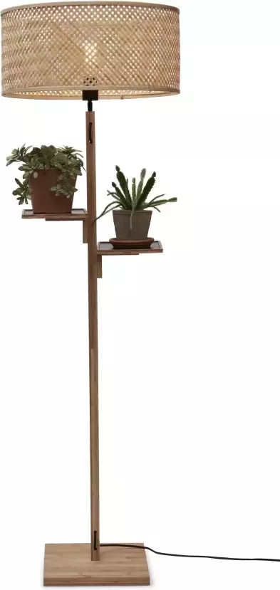 GOOD&MOJO Vloerlamp Java Met 2 plankjes Bamboe 158cm Naturel