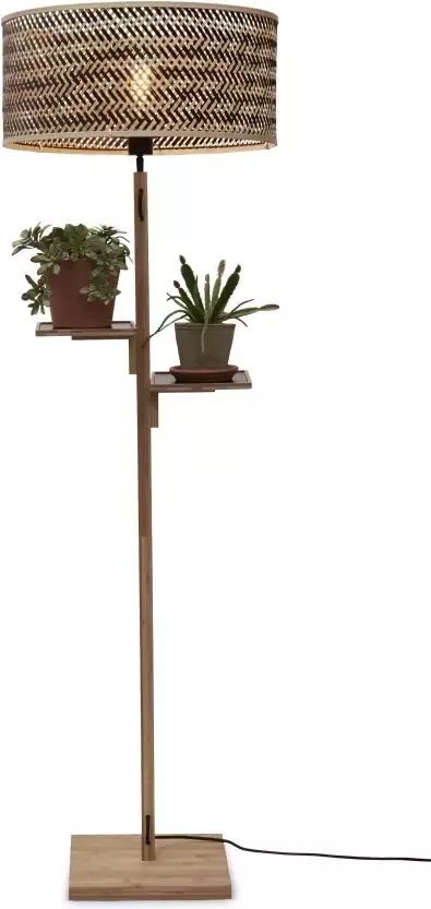 GOOD&MOJO Vloerlamp Java Met 2 plankjes Bamboe 158cm Naturel Zwart