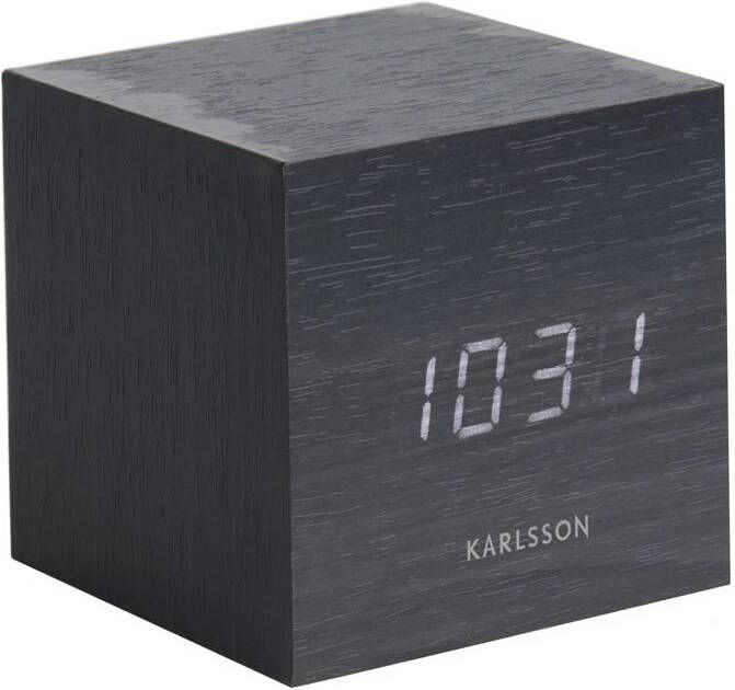 Karlsson Wekker Mini Cube Zwart Vierkant
