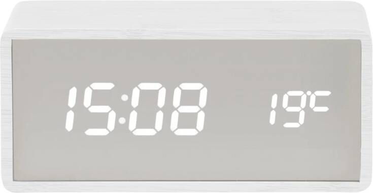 Karlsson Alarm clock Silver Mirror LED white wood veneer - Foto 1