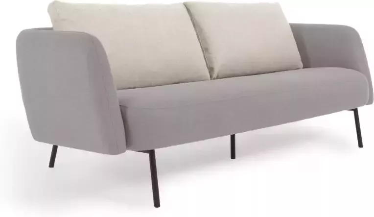 Kave Home Grijze driezitsbank Walkyria met beige kussens en metalen
