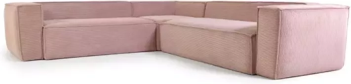 Kave Home 4-zits hoekbank Blok van roze corduroy 290 x 290 cm