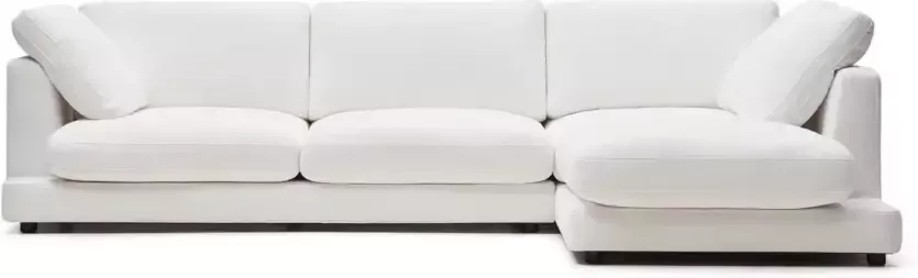 Kave Home Gala 4-zitsbank met chaise longue rechts in wit 300 cm - Foto 2