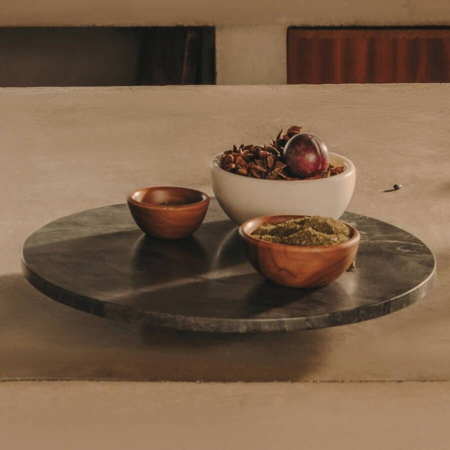 Kave Home Serveerschaal Selara Draaibaar Marmer 35cm Grijs