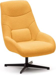 Kave Home Draaifauteuil Celida Bouclé Mosterdgeel