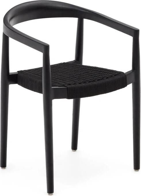 Kave Home Ydalia stapelbare stoel in massief teakhout met zwarte - Foto 2