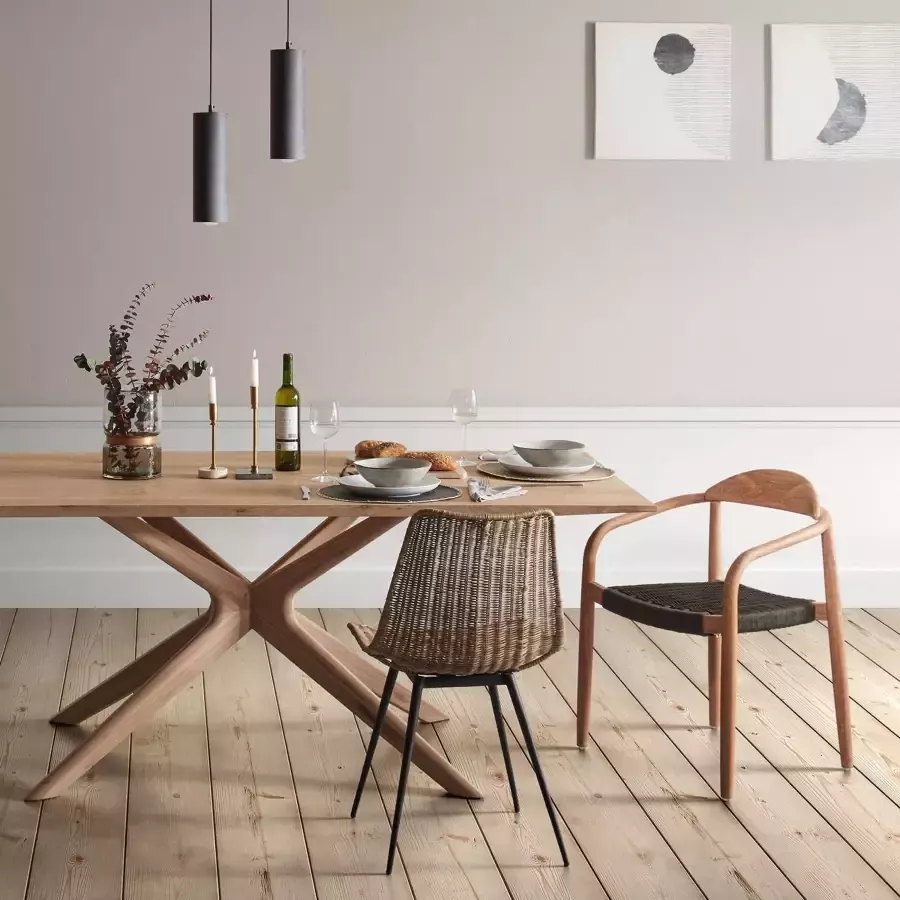 Kave Home Normande Armande tafel eiken fineer met gebleekte afwerking 180 x 90 cm (mtk0123) - Foto 1