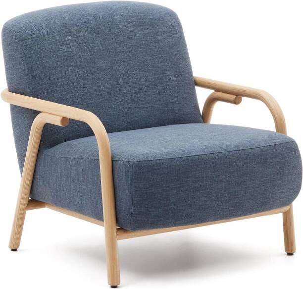 Kave Home Blauwe fauteuil Sylo van FSC 100% massief essenhout - Foto 1
