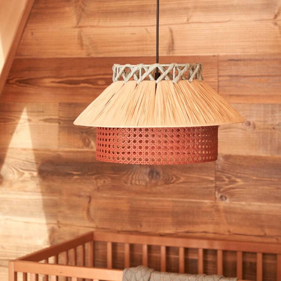 Kave Home Pulmi-plafondlamp van raffia met natuurlijke terracotta