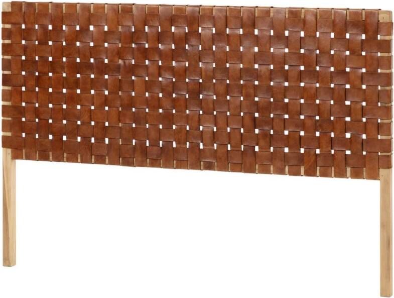 Kave Home Calixta hoofdbord van massief teakhout en leer voor bedden van 150 cm