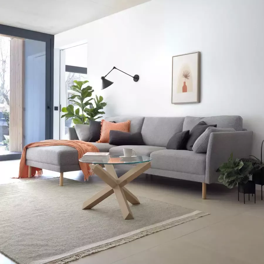 Kave Home Loungebank Gilma Links Rechts Naturel Poot Lichtgrijs - Foto 1