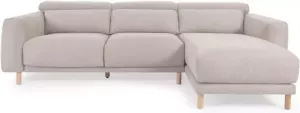 Kave Home Singa 3-zitsbank met chaise longue rechts in beige 296 cm