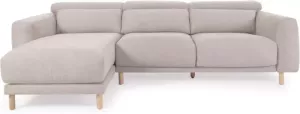 Kave Home Singa 3-zitsbank met chaise longue links in beige 296 cm