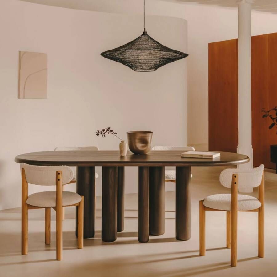 Kave Home Ovale Mailen-tafel in essenfineer met donkere afwerking Ø 220 x 105 cm - Foto 1