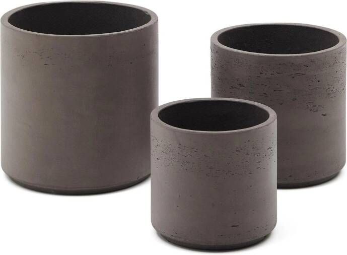 Kave Home Set van 3 grijze bloempotten Sintina van cement en - Foto 1