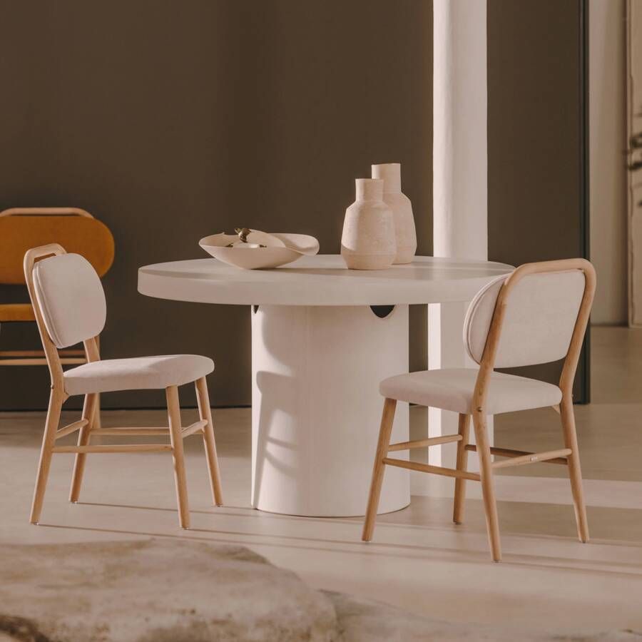 Kave Home Aiguablava ronde tafel in wit cement Ø 120 cm