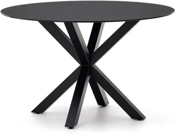 Kave Home Argo ronde glazen tafel met stalen poten in zwart Ø 120 cm - Foto 2