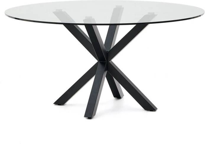 Kave Home Argo ronde glazen tafel met stalen poten in zwarte afwerking Ø 150 cm - Foto 2
